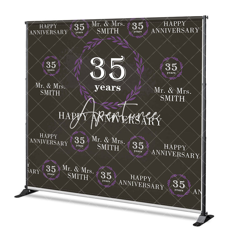 Aperturee - Aperturee Purple Leaves Step And Repeat Anniversary Backdrop