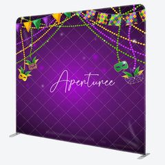 Aperturee - Aperturee Purple Mask Masquerade Party Square Tension Backdrop