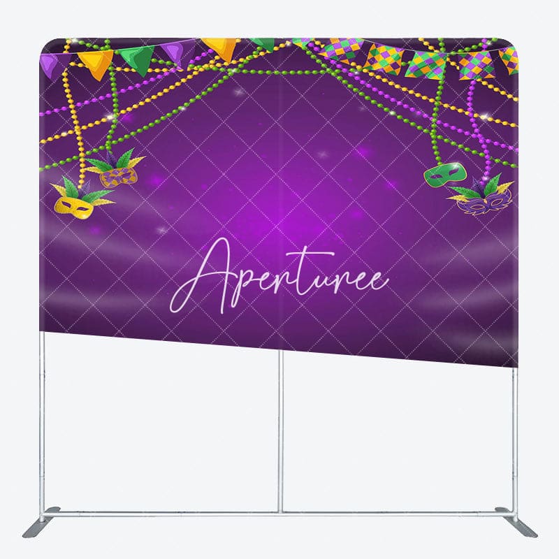 Aperturee - Aperturee Purple Mask Masquerade Party Square Tension Backdrop