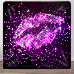 Aperturee - Aperturee Purple Neon Lips Glitter Valentines Day Backdrop