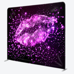 Aperturee - Aperturee Purple Neon Lips Glitter Valentines Day Backdrop