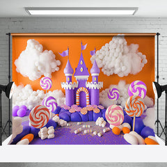 Aperturee - Aperturee Purple Orange Cloud Candyland Cake Smash Backdrop