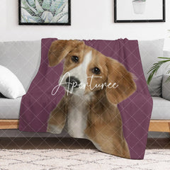 Aperturee - Aperturee Purple Red Custom Pet Photo Name Blanket For Gift