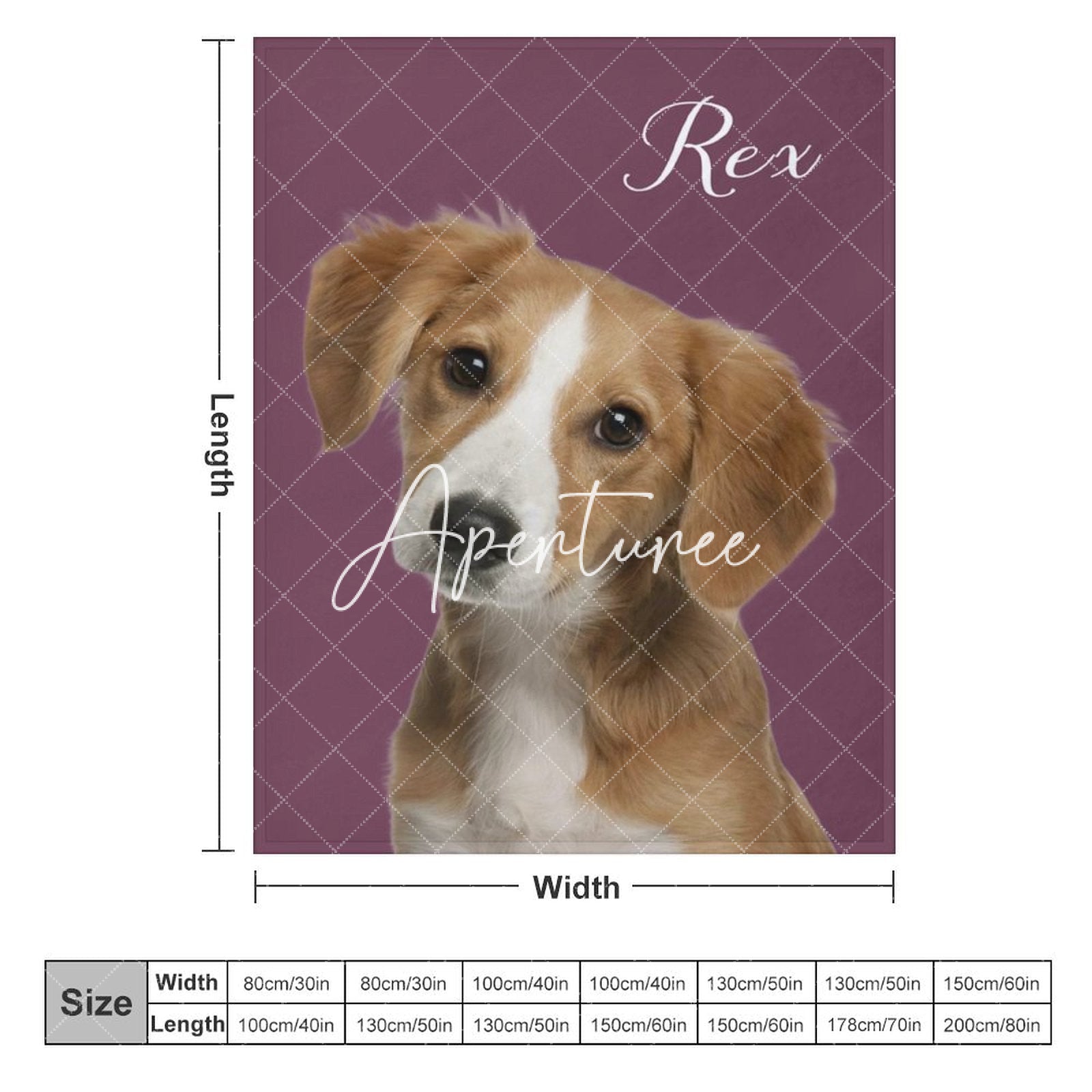 Aperturee - Aperturee Purple Red Custom Pet Photo Name Blanket For Gift