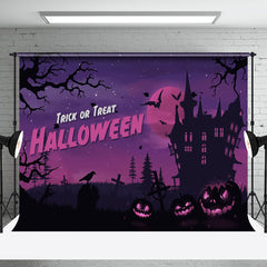 Aperturee - Aperturee Purple Scary Vibe Mountain Villa Halloween Backdrop