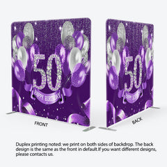 Aperturee - Aperturee Purple Silver Diamonds Fabric Backdrop Cover for Birthday