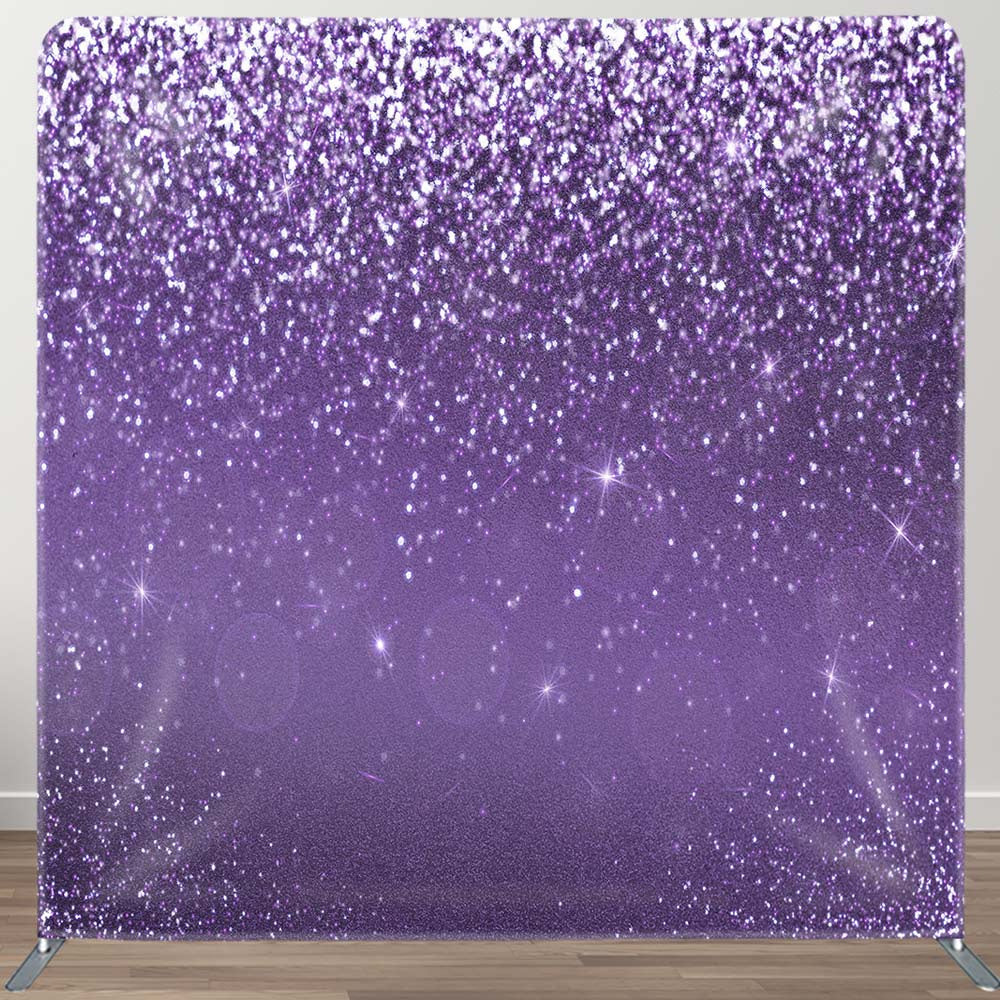 Aperturee - Aperturee Purple Silver Glitter Party Pillow Cover Backdrop