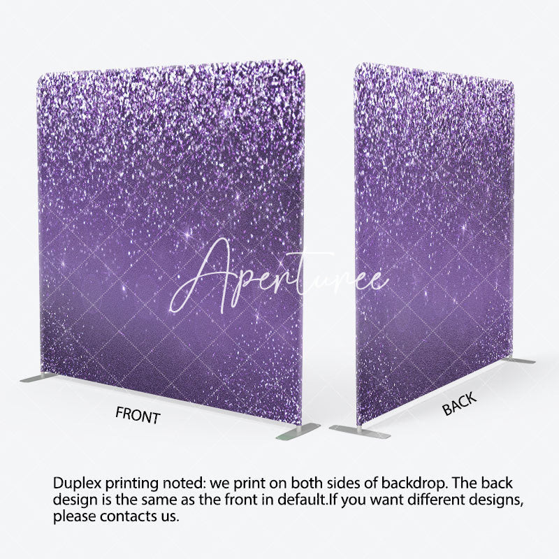 Aperturee - Aperturee Purple Silver Glitter Party Pillow Cover Backdrop