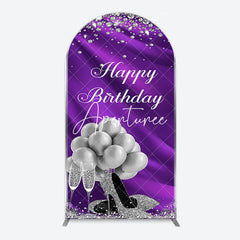 Aperturee - Aperturee Purple Silver Sparke High Heel Birthday Arch Backdrop