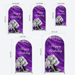 Aperturee - Aperturee Purple Silver Sparke High Heel Birthday Arch Backdrop