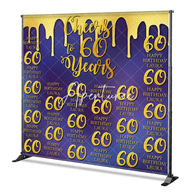 Aperturee - Aperturee Purple Step And Repeat Custom 60th Birthday Backdrop