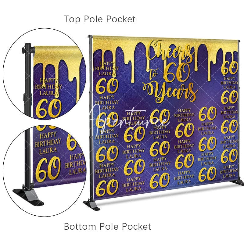 Aperturee - Aperturee Purple Step And Repeat Custom 60th Birthday Backdrop