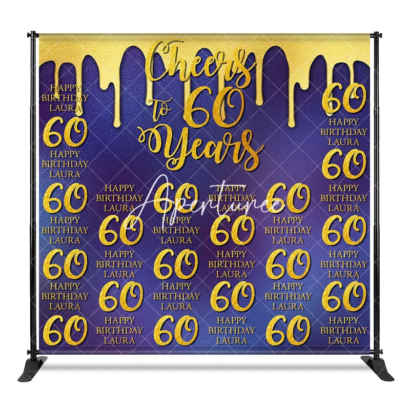 Aperturee - Aperturee Purple Step And Repeat Custom 60th Birthday Backdrop