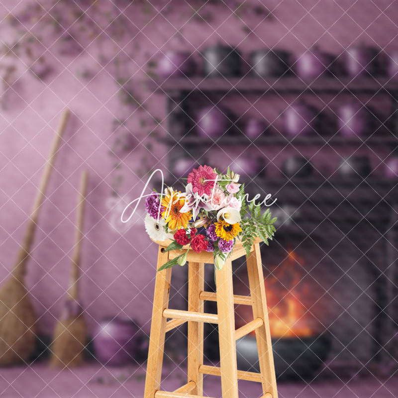 Aperturee - Aperturee Purple Wall Floral Broom Brazier Fine Art Backdrop