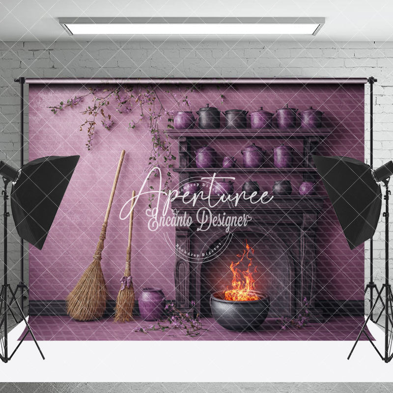 Aperturee - Aperturee Purple Wall Floral Broom Brazier Fine Art Backdrop