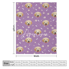 Aperturee - Aperturee Purple White Paw Print Bones Custom Pet Face Blanket