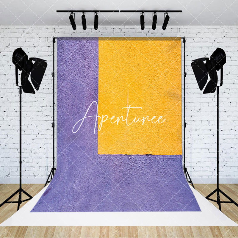 Aperturee - Aperturee Purple Yellow Cement Paint Wall Fine Art Backdrop