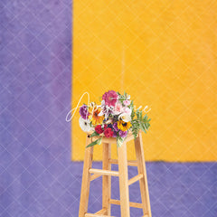 Aperturee - Aperturee Purple Yellow Cement Paint Wall Fine Art Backdrop