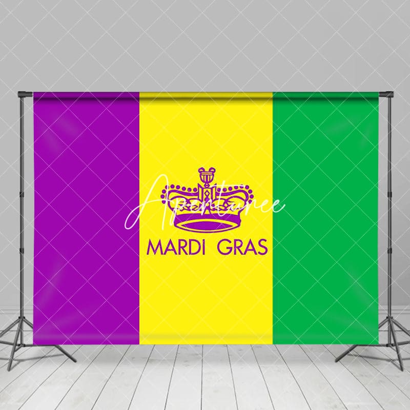 Aperturee - Aperturee Purple Yellow Green Flag Mardi Gras Party Backdrop