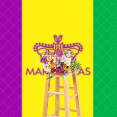 Aperturee - Aperturee Purple Yellow Green Flag Mardi Gras Party Backdrop