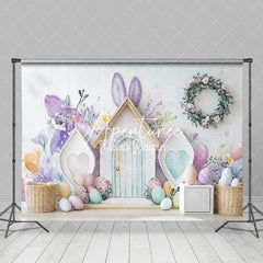 Aperturee - Aperturee Rabbit Hutch Colorful Eggs Easter Photo Backdrop