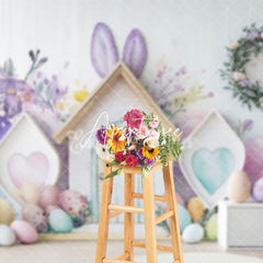 Aperturee - Aperturee Rabbit Hutch Colorful Eggs Easter Photo Backdrop