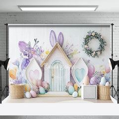 Aperturee - Aperturee Rabbit Hutch Colorful Eggs Easter Photo Backdrop