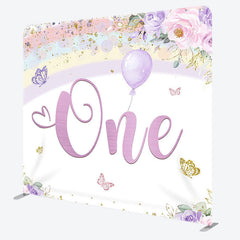 Aperturee - Aperturee Rainbow Butterfly One Fabric Backdrop Cover for Birthday