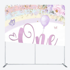 Aperturee - Aperturee Rainbow Butterfly One Fabric Backdrop Cover for Birthday