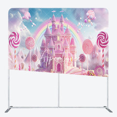 Aperturee - Aperturee Rainbow Candyland Castle Square Arch Fabric Backdrop