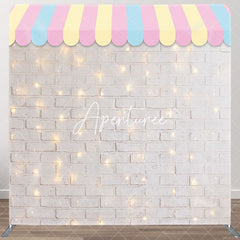 Aperturee - Aperturee Rainbow Canopy Sparkle Brick Wall Pillow Case Backdrop