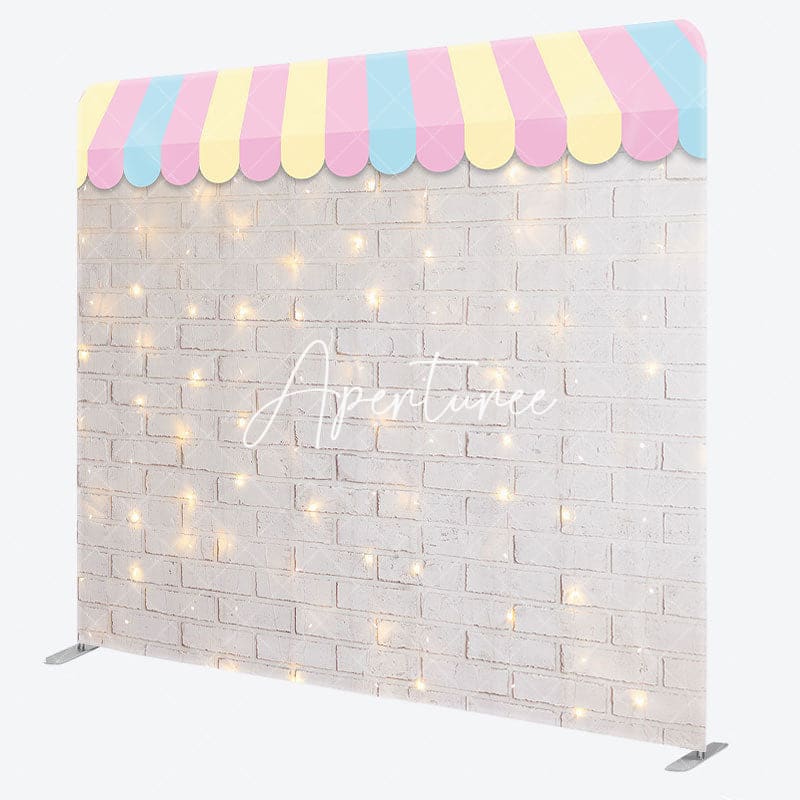 Aperturee - Aperturee Rainbow Canopy Sparkle Brick Wall Pillow Case Backdrop