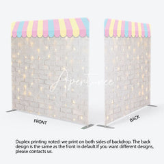 Aperturee - Aperturee Rainbow Canopy Sparkle Brick Wall Pillow Case Backdrop