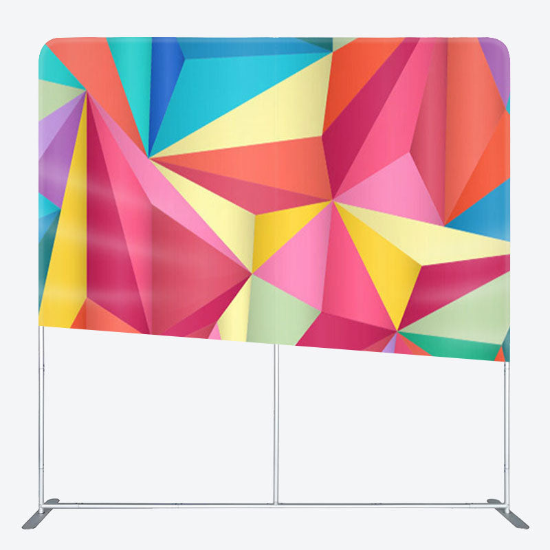 Aperturee - Aperturee Rainbow Color 3D Tangram Fabric Backdrop For Party Decor