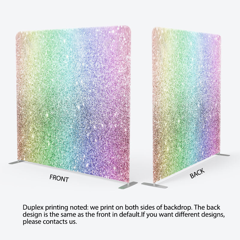 Aperturee - Aperturee Rainbow Color Glitter Fabric Backdrop Cover for Birthday