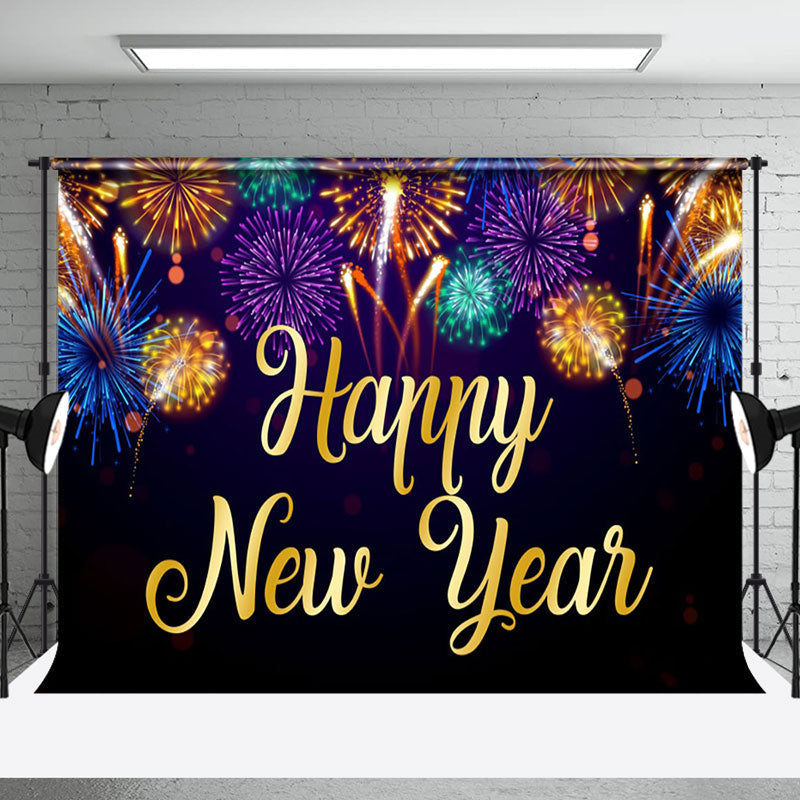 Aperturee - Aperturee Rainbow Color Sparks Celebration New Year Backdrop