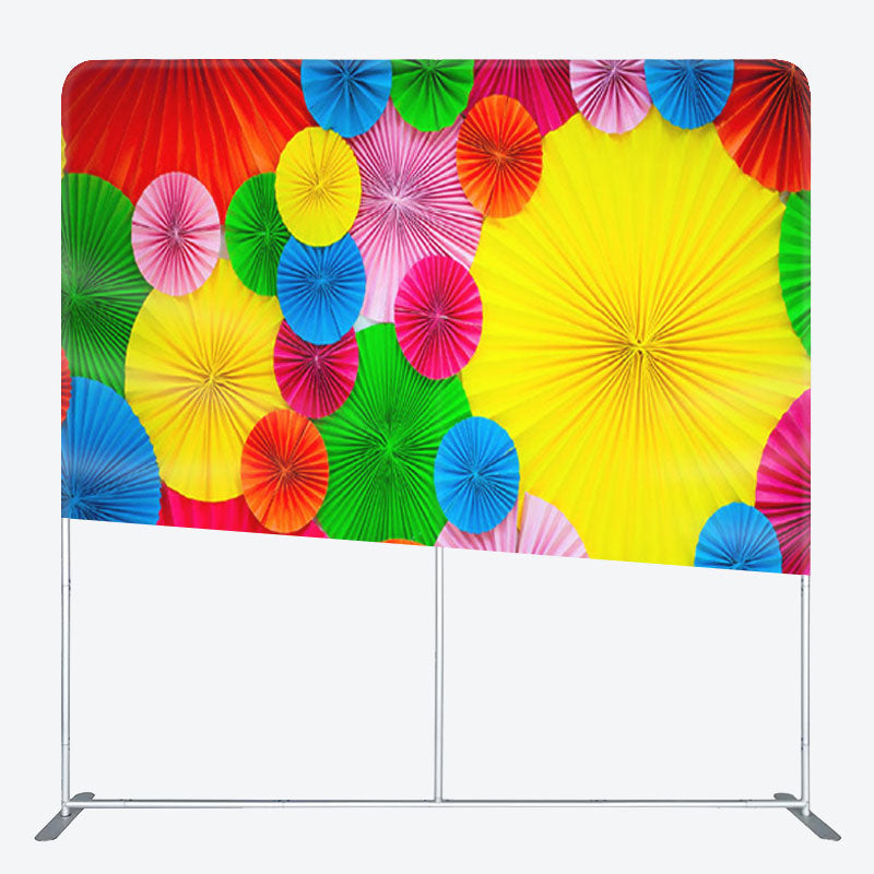 Aperturee - Aperturee Rainbow Color Umbrellas Fabric Birthday Backdrop Cover