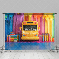 Aperturee - Aperturee Rainbow Color Wall Back To School Photography Backdrop