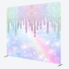 Aperturee - Aperturee Rainbow Colorful Glitter Party Pillow Cover Backdrop