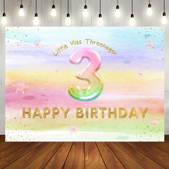 Aperturee - Aperturee Rainbow Colorful Miss Threenager Birthday Backdrop