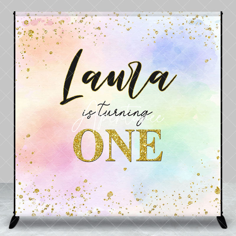 Aperturee - Aperturee Rainbow Gold Glitter Custom 1st Birthday Backdrop