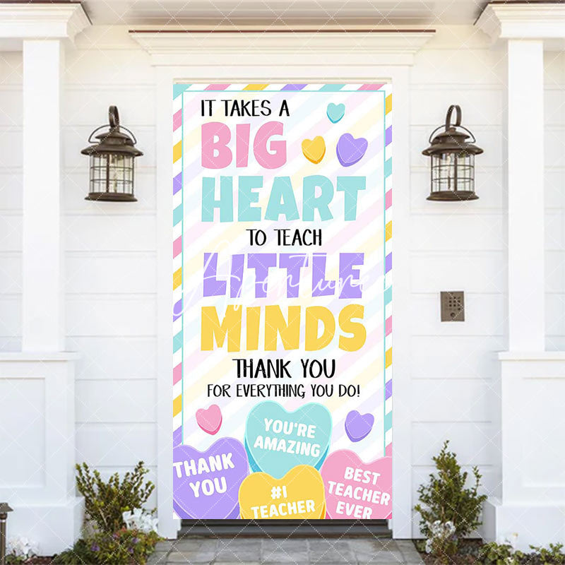 Aperturee - Aperturee Rainbow Hearts Teaching Valentines Day Door Cover