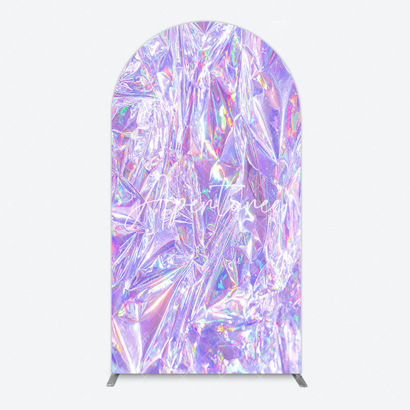 Aperturee - Aperturee Rainbow Purple Sparkle Birthday Party Arch Backdrop