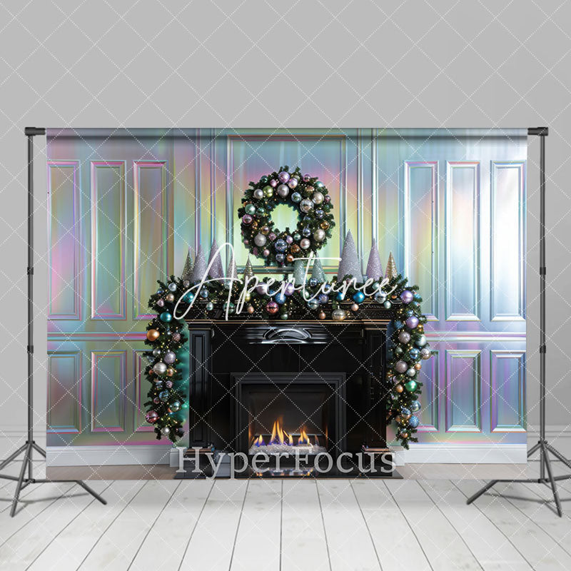 Aperturee - Aperturee Rainbow Sparkle Wall Fireplace Christmas Backdrop