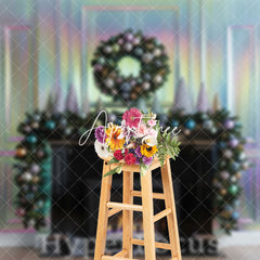 Aperturee - Aperturee Rainbow Sparkle Wall Fireplace Christmas Backdrop