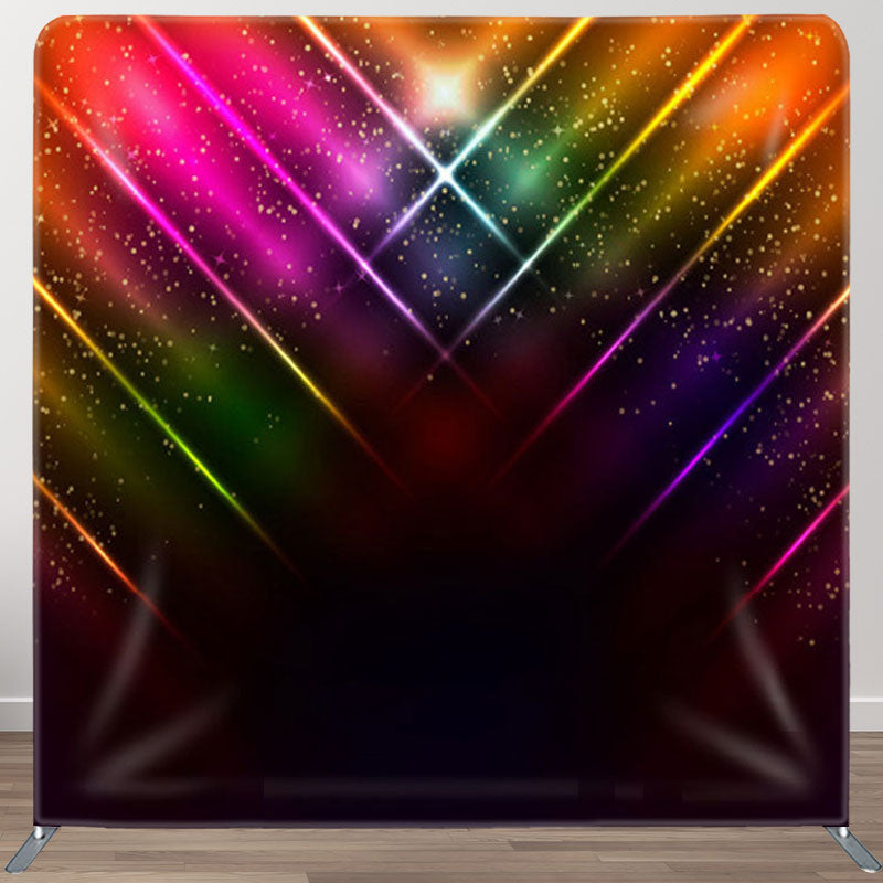 Aperturee - Aperturee Rainbow Spotlight Glitter Black Party Backdrop Cover