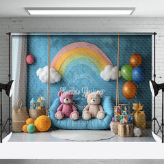 Aperturee - Aperturee Rainbow Wall Balloons Fairy Cake Smash Backdrop