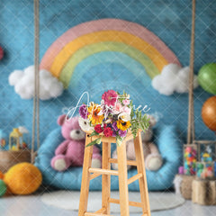 Aperturee - Aperturee Rainbow Wall Balloons Fairy Cake Smash Backdrop