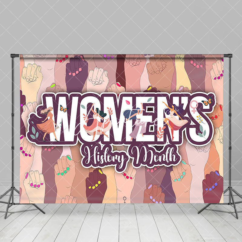 Aperturee - Aperturee Raised Arms Cheers Womens History Month Backdrop