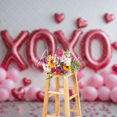 Aperturee - Aperturee Realistic Pink Balloons Xoxo Valentines Day Backdrop